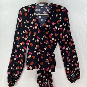 Revolve Friends + Lovers Retro Wrap Top Women’s Sz Small Polka Dot